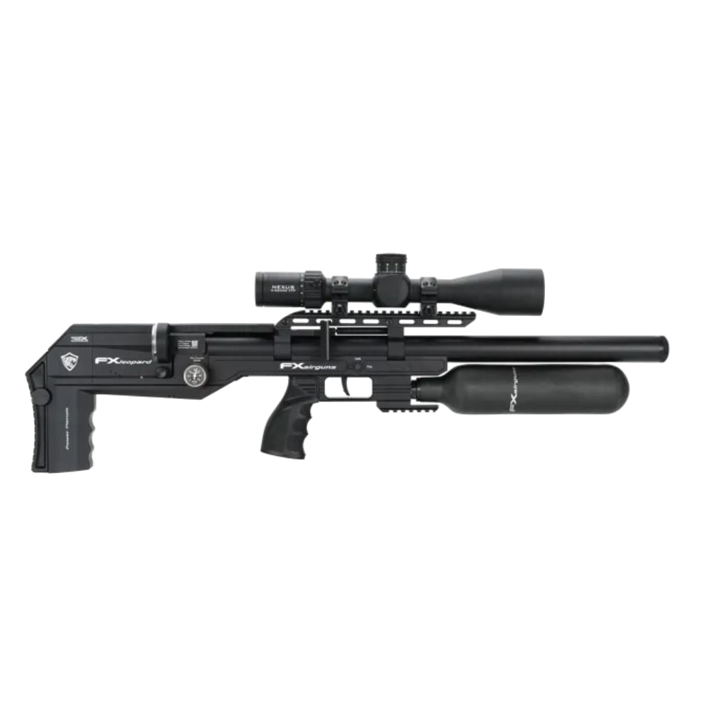 FX .22 Leopard EXP Black Sniper PCP Air Rifle with Bottle