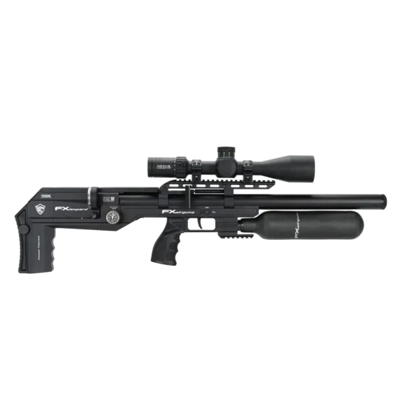 FX .22 Leopard EXP Black Sniper PCP Air Rifle with Bottle