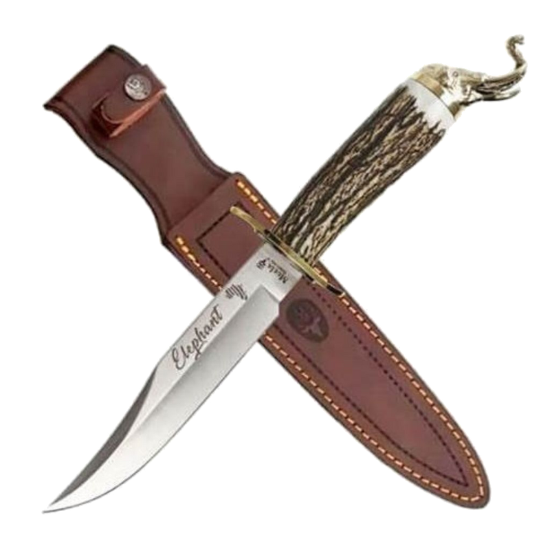 Muela Elephant Safari Series Fixed Blade Hunting Knife with Stag Horn Handle