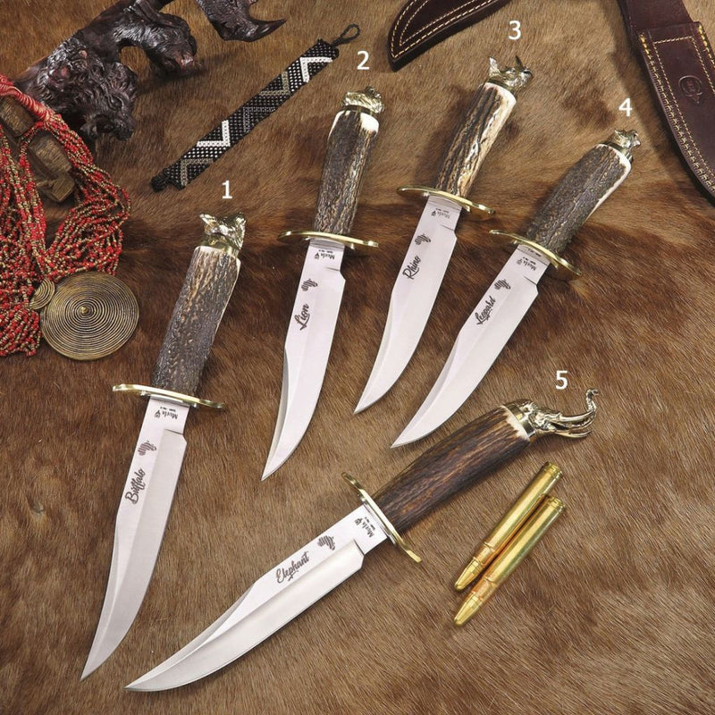 Muela Elephant Safari Series Fixed Blade Hunting Knife with Stag Horn Handle